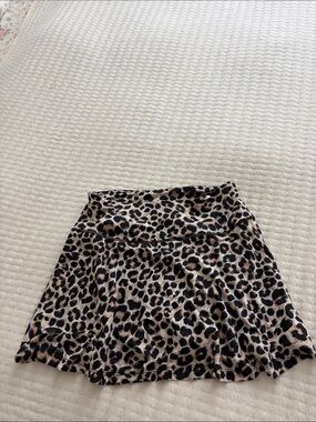 Leopard Print Women's Skater Skirt - Beige & Black